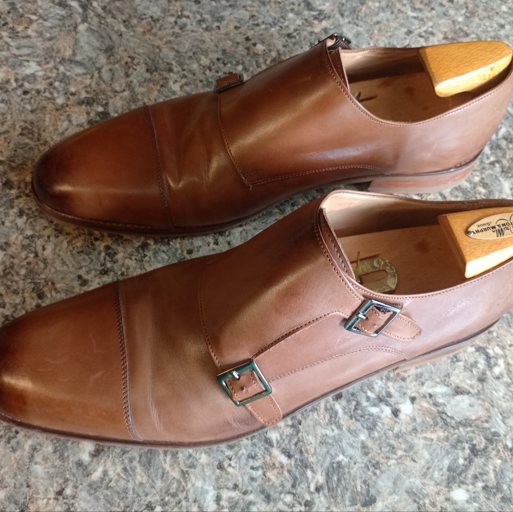 LETHATO Men's Tan Brown Double Monk Strap Dress Shoes Size 12 (99)
